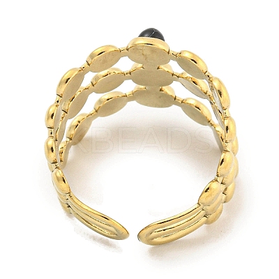 Ion Plating(IP) 304 Stainless Steel Synthetic Turquoise Cuff Rings G-Z056-05G-02-1