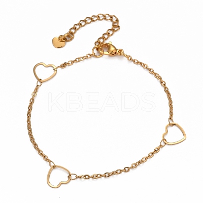 304 Stainless Steel Cable Chain Anklets AJEW-H104-04G-1