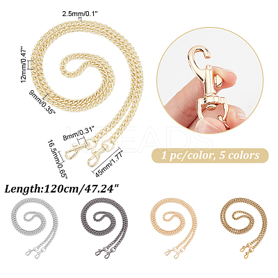5Pcs 5 Colors Zinc Alloy Bag Straps FIND-PH0010-81-1