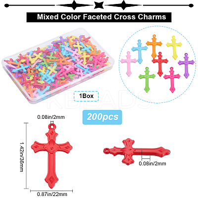 200Pcs Colorful Acrylic Pendants SACR-SP0001-04-1