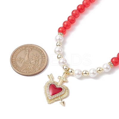 Heart Brass Cubic Zirconia Pendant Necklace NJEW-JN04599-02-1