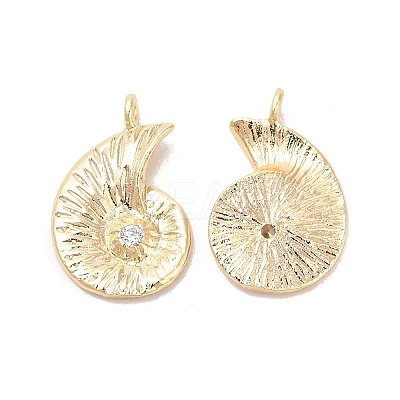Brass Micro Pave Clear Cubic Zirconia Pendants KK-G447-09G-1