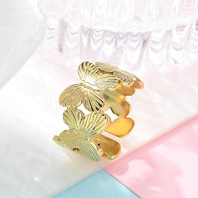 304 Stainless Steel Open Cuff Ring for Women LS-RJEW-B109-05G-01-1