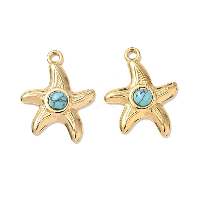 Dyed Synthetic Turquoise Sea Animal Pendants STAS-H483-33A-G-1