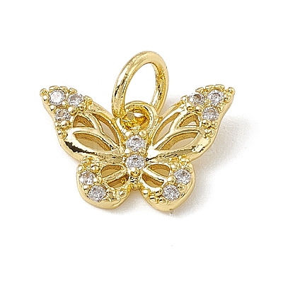 Brass Micro Pave Cubic Zirconia Charms ZIRC-F132-14G-1