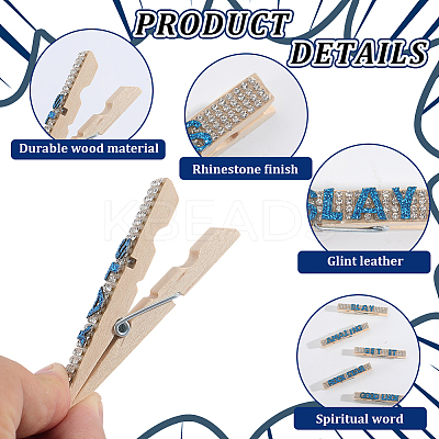 30Pcs 5 Styles Cheerleading Rhinestone Spirit Clips AJEW-SP0002-58A-1