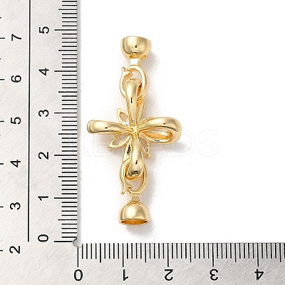 Rack Plating Brass Pave Clear Cubic Zirconia Fold Over Clasps KK-E084-11G-1
