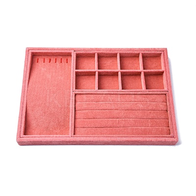 Removable Velvet Jewelry Organizer Display Trays for Earrings Necklaces Rings CON-R030-04B-1