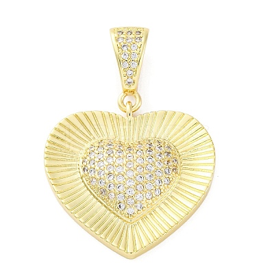 Brass Micro Pave Clear Cubic Zirconia Pendants KK-S510-31G-03-1
