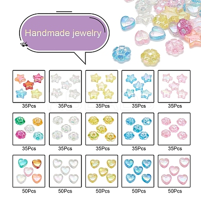 600Pcs 15 Styles Transparent Acrylic Beads TACR-YW0001-36-1