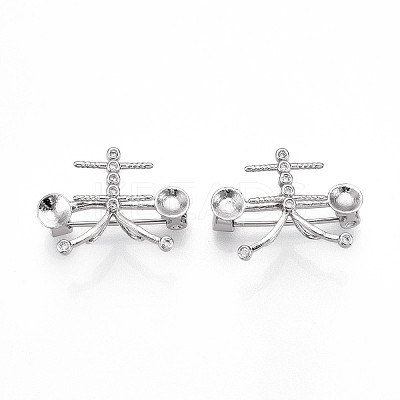 Brass Micro Pave Cubic Zirconia Brooch Findings KK-N258-19P-1