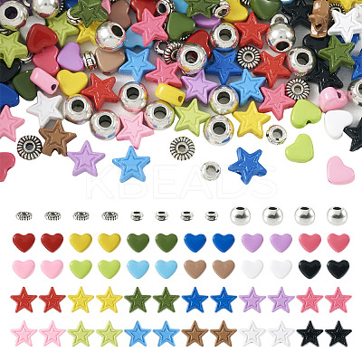 156Pcs 27 Style Spray Painted & Tibetan Style Alloy Beads FIND-TA0002-84-1