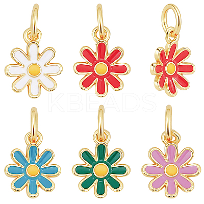 10Pcs 5 Colors Brass Enamel Charms KK-BBC0024-04-1