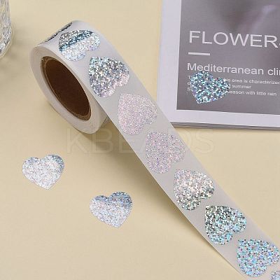 Heart Shaped Laser Stickers Roll DIY-K027-G01-1