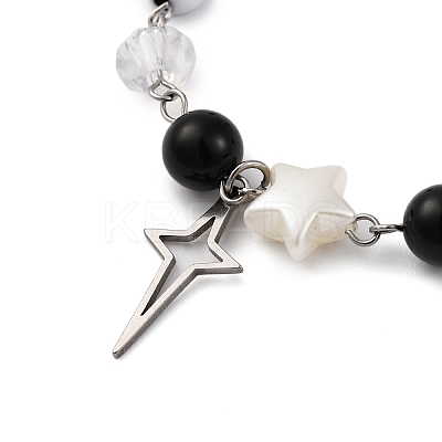 Synthetic Black Stone Round Beaded Bracelets BJEW-JB11206-1