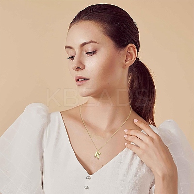 1Pc Initial Letter Brass Pendant Necklaces NJEW-YW0001-24H-1