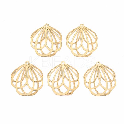 Rack Plating 304 Stainless Steel Filigree Pendants X-STAS-T057-42G-1