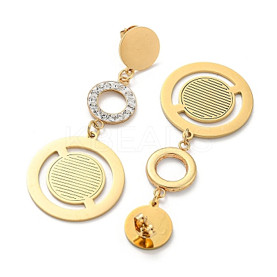 Ion Plating(IP) Golden 304 Stainless Steel Geometry Dangle Stud Earrings EJEW-D083-10A-G-1