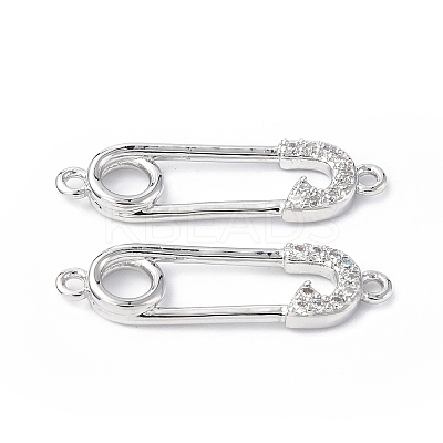 Eco-Friendly Rack Plating Brass Micro Pave Clear Cubic Zirconia Connector Charms KK-F845-04P-1