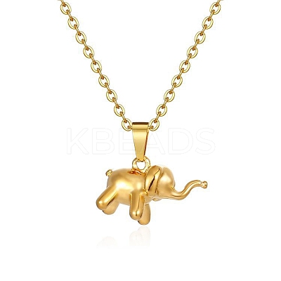 Stainless Steel Cable Chain Baby Elephant Pendant Necklaces PW-WG99660-01-1
