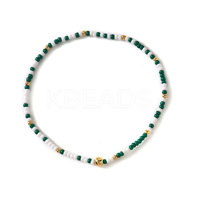 St. Patrick's Day Brass & Glass Seed Bead Stretch Bracelets for Women MR9061-2-1