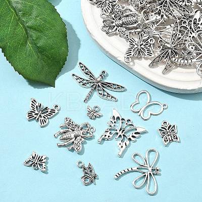 50Pcs 10 Styles Tibetan Style Pendants TIBEP-FP0001-15-1