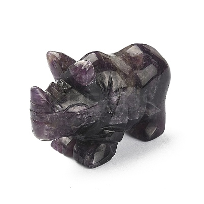 Natural Amethyst Carved Healing Rhinoceros Figurines DJEW-M008-02H-1