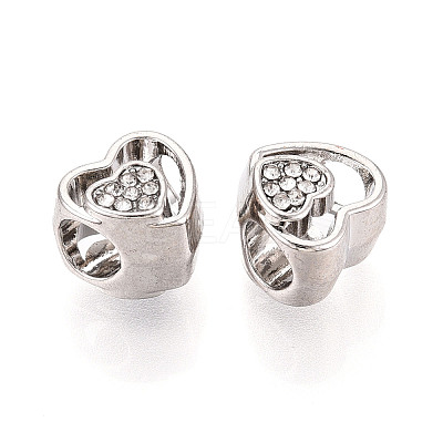 Rack Plating Alloy Rhinestone European Beads FIND-N011-07P-1