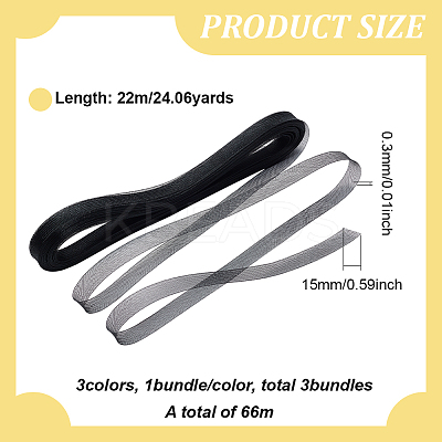 3 Bundles 3 Colors Polyester Fine Soft Horsehair Braid Boning DIY-FG0005-24-1