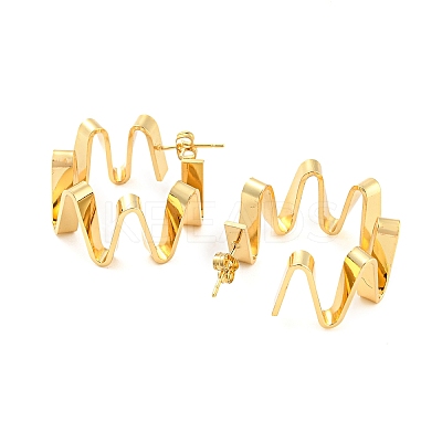 Rack Plating Brass Twist Wave Stud Earrings EJEW-P240-09G-1