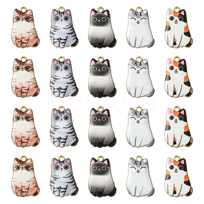 14Pcs 5 Styles Alloy Enamel Pendants ENAM-FS0001-95-1