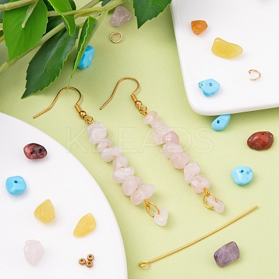 DIY Mixed Stone Chip Beads Earrings Making Kit DIY-FS0002-38-1