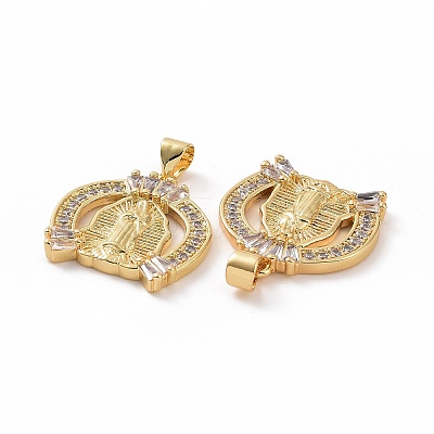 Brass Micro Pave Clear Cubic Zirconia Pendants ZIRC-F135-23G-1
