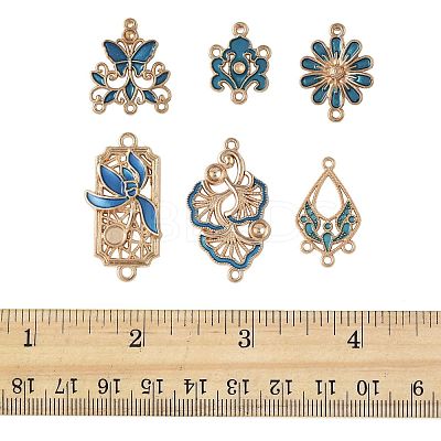 36Pcs 6 Styles Alloy Enamel Connector Charms FIND-FS0004-46C-1