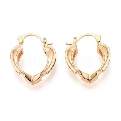 Brass Micro Pave Cubic Zirconia Heart Hoop Earrings EJEW-T048-36G-1