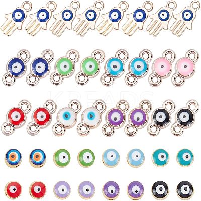 48Pcs 8 Colors Evil Eye Alloy Enamel European Beads ENAM-NB0001-50-1