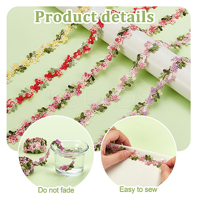 5 Yards 5 Colors Polyester Embroidery Lace Trim OCOR-PH0005-19-1