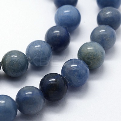 Dyed & Heated Natural Blue Aventurine Beads Strands X-G-I199-24-10mm-1