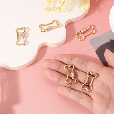 5 Pcs Brass Micro Pave Clear Cubic Zirconia Screw Carabiner Lock Charms KK-TA0003-17-1