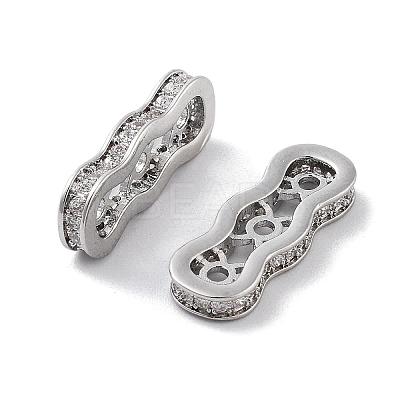 Brass Micro Pave Clear Cubic Zirconia Multi-Strands Links KK-B082-15A-P-1