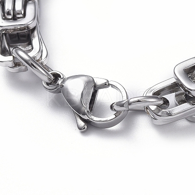 Tarnish Resistant Unisex 201 Stainless Steel Byzantine Chain Bracelets BJEW-L637-34C-P-1