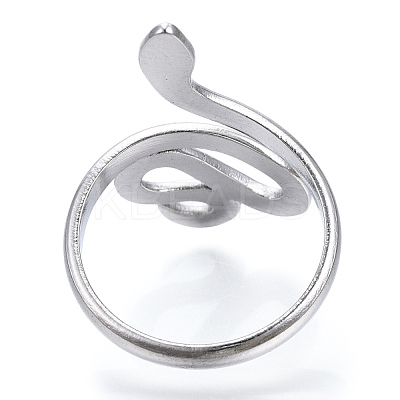 Non-Tarnish 304 Stainless Steel Snake Open Cuff Ring for Women RJEW-N040-01-1
