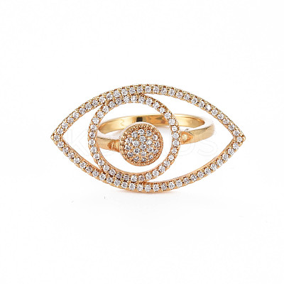 Brass Micro Pave Clear Cubic Zirconia Finger Rings RJEW-S044-156-NF-1