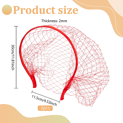 2Pcs Polyester Mesh Veil Hair Bands MRMJ-BC0003-49-1