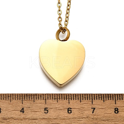 304 Stainless Steel Heart Cinerary Casket Pendant Necklaces NJEW-V002-02G-1