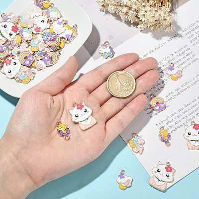 60Pcs 6 Styles Alloy Enamel Pendants ENAM-CJ0004-90-1