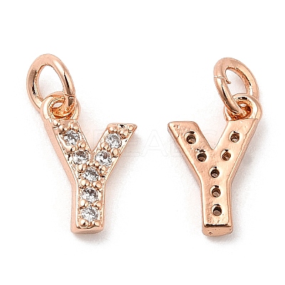 Brass Micro Pave Grade AAA Cubic Zirconia Charms ZIRC-P067-11RG-Y-NR-1