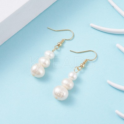 Natural Pearl Beads Dangle Earrings for Women EJEW-JE04755-1