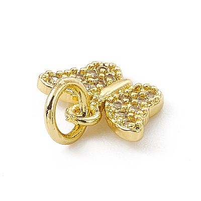 Brass Micro Pave Clear Cubic Zirconia Butterfly Charms ZIRC-F132-43G-1