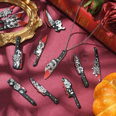 20Pcs 10 Styles Printed Opaque Acrylic Pendants MACR-CJ0001-87-1